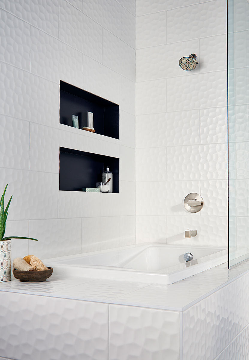 12x24 Adella Viso Solid-Color Matte 3D Geometric Faceted Ceramic Tile