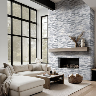 Silver Gray - 6x18 Alaska Natural-Look Matte Split-Face Marble Corner Tile