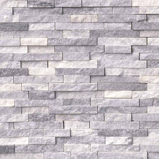 Gray White - 12x12 Alaskan Stacked Natural-Look Matte Split-Face Marble Tile