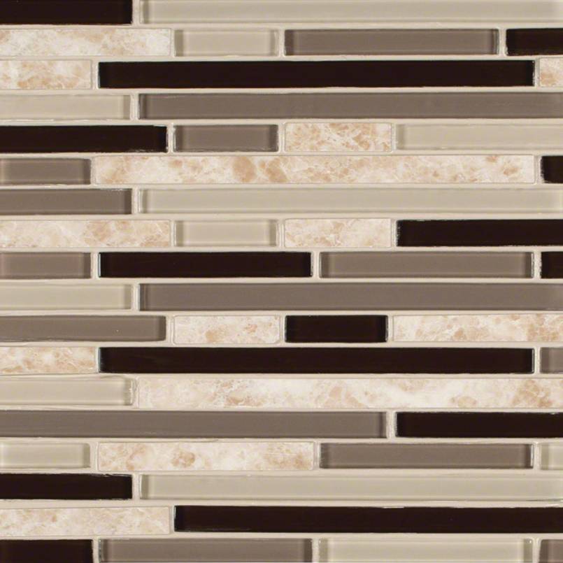 12x12 Amalfi Mosaic Mixed-Material Look Glossy Smooth Porcelain & Glass Tile