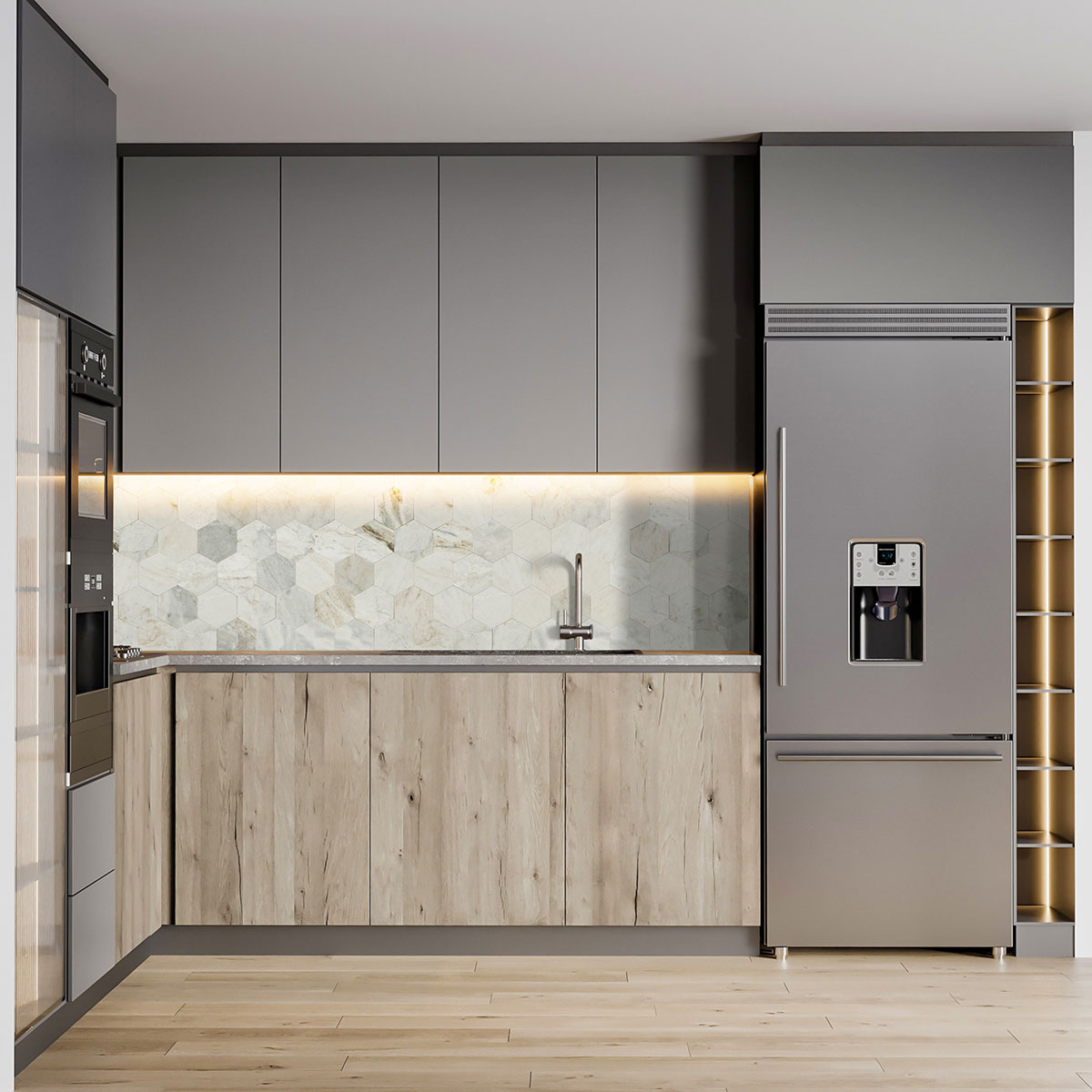 4x4 Arabescato Hexagon Mosaic Natural-Look Honed Smooth Marble Tile