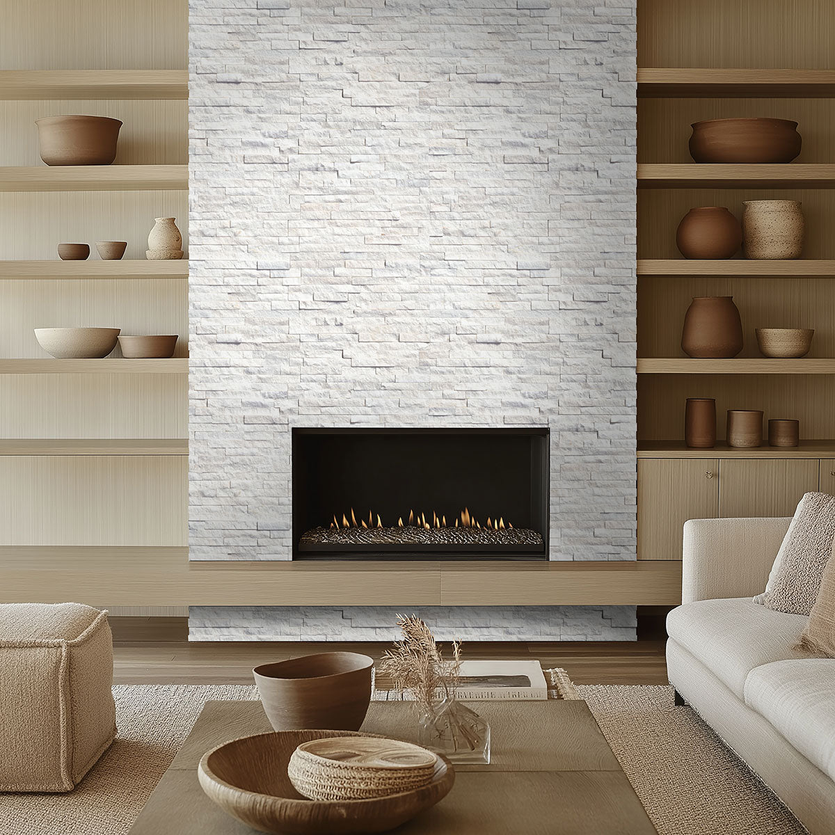 6x24 Arctic Natural-Look Matte Textured Marble Tile