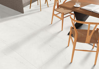 Icy White - 24x24 Aria Ice Stone-Look Polished Smooth Porcelain Tile