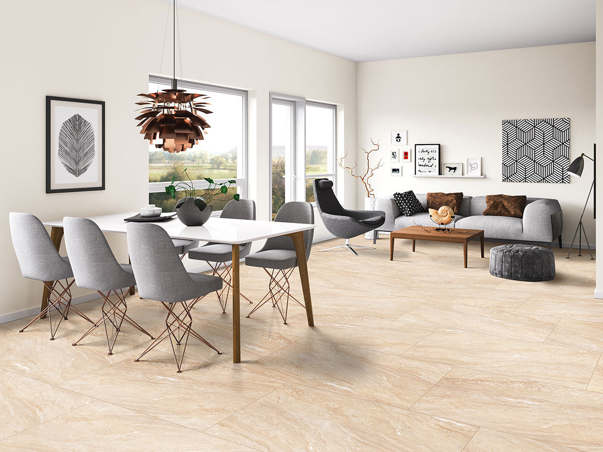 24x48 Aria Oro Stone-Look Polished Smooth Porcelain Tile