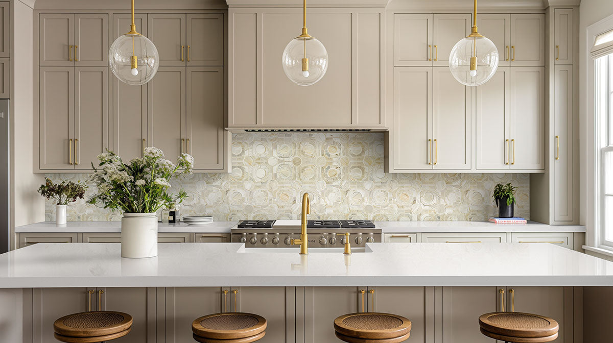 12x12 Athena Circle Framed Mosaic Natural-Look Polished Smooth Marble Tile