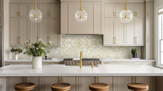 White Gold - 12x12 Athena Circle Framed Mosaic Natural-Look Polished Smooth Marble Tile