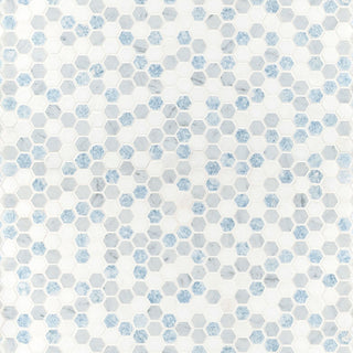 Gray Blue - 1" Azula Hexagon Random Pattern Mosaic Natural-Look Polished Smooth Marble Tile