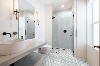 White Blue - 12x12 Azula Octagon Lattice Mosaic Natural-Look Polished Smooth Marble Tile