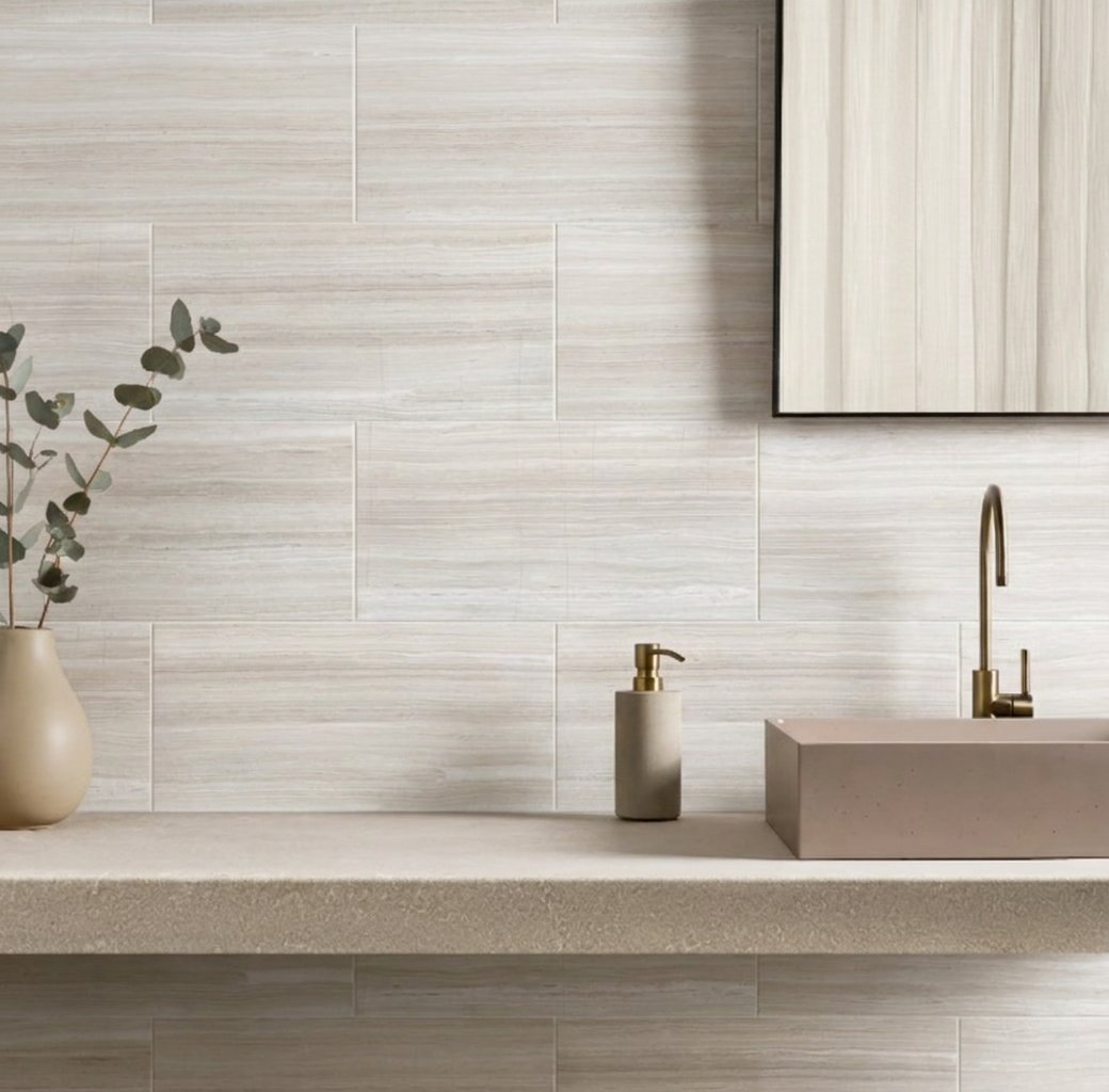 12x24 White Oak Patterned Stone-Look Honed Smooth Marble Tile