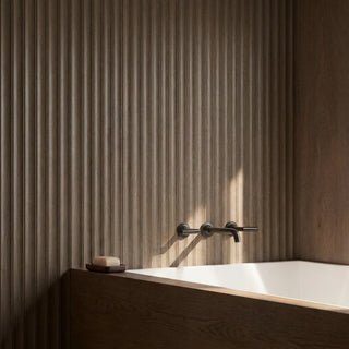Walnut Brown - 16x48 Urbanslat Mosaic Natural Matte 3D Geometric Line-Relief Ceramic Tile