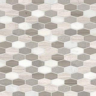 Beige Gray - 12x12 Bellagio Hexagon Mosaic Natural-Look Honed Smooth Marble Tile
