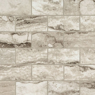 Carbon Gray - 2x4 Bernini Carbone Travertine-Look Polished Smooth Porcelain Tile