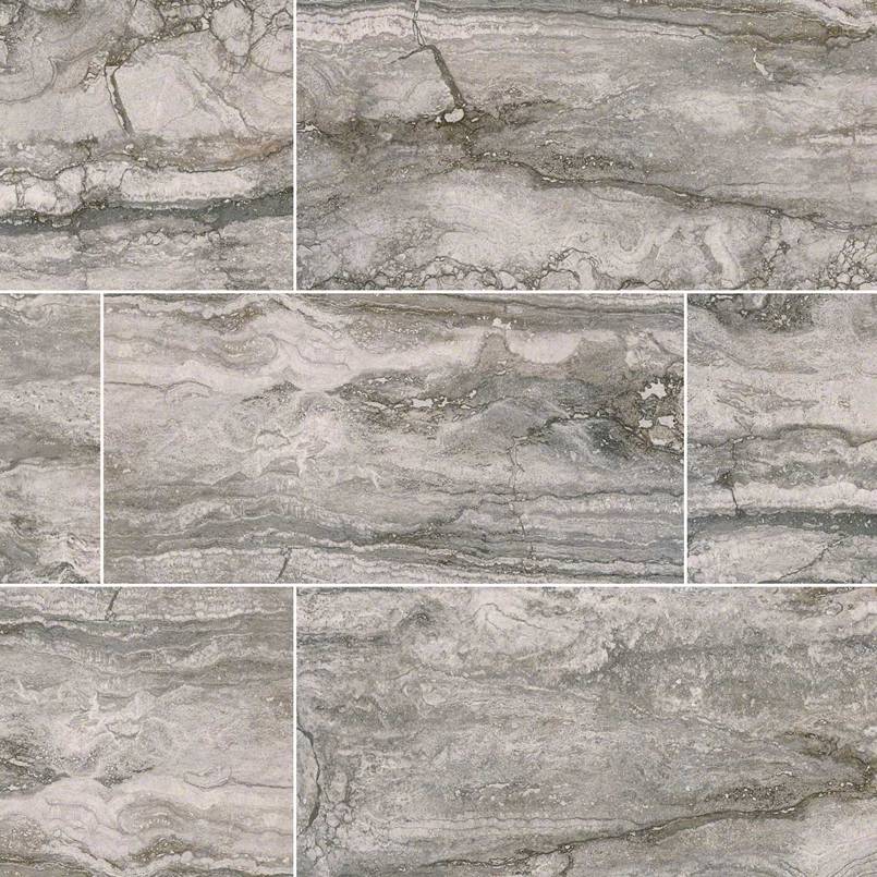 12x24 Bernini Carbone Travertine-Look Matte Smooth Porcelain Tile
