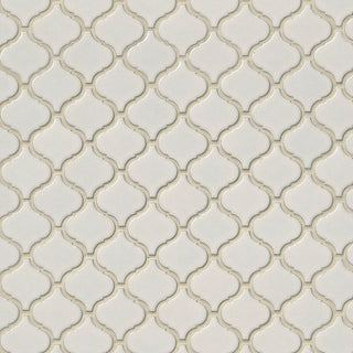 Off White - 12x12 Bianco Arabesque Mosaic Solid-Color Glossy Smooth Porcelain Tile