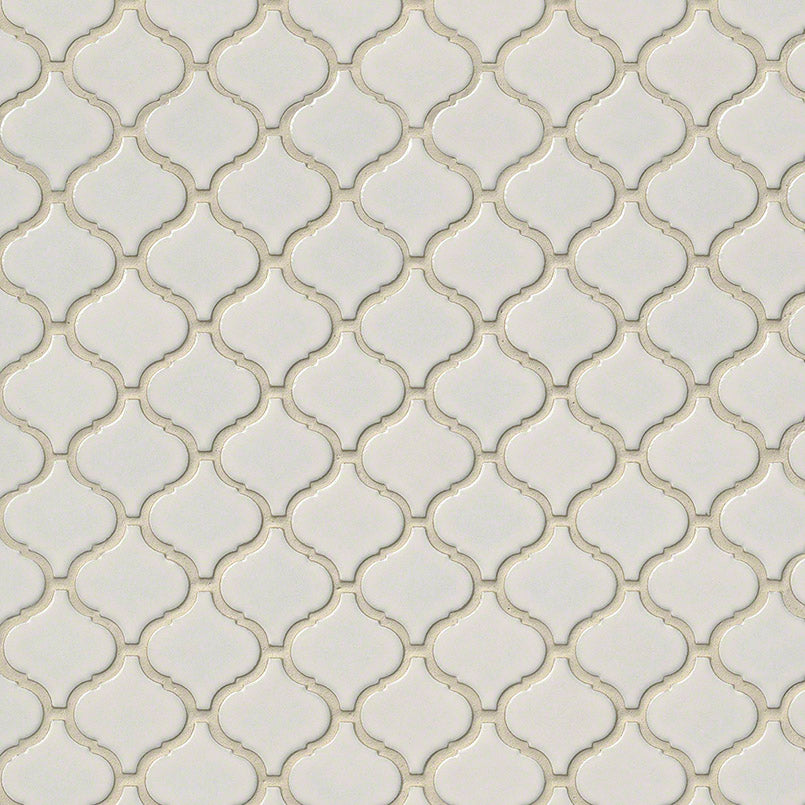 12x12 Bianco Arabesque Mosaic Solid-Color Glossy Smooth Porcelain Tile