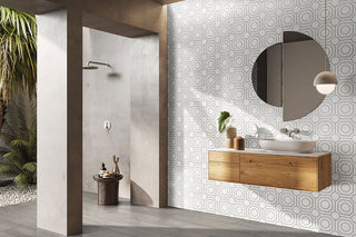 White Gray - 12x12 Bianco Octagon Mosaic Natural-Look Polished Smooth Marble Tile