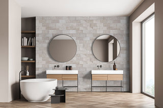 Warm Beige - 5x10 Brickstone Natural-Look Matte Textured Faux Stone Tile