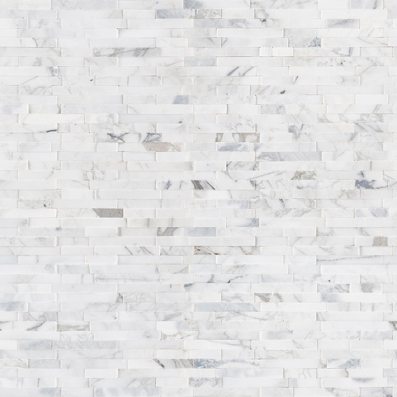 12x12 Calacatta Stacked Mosaic Natural-Look Honed Smooth Marble Tile