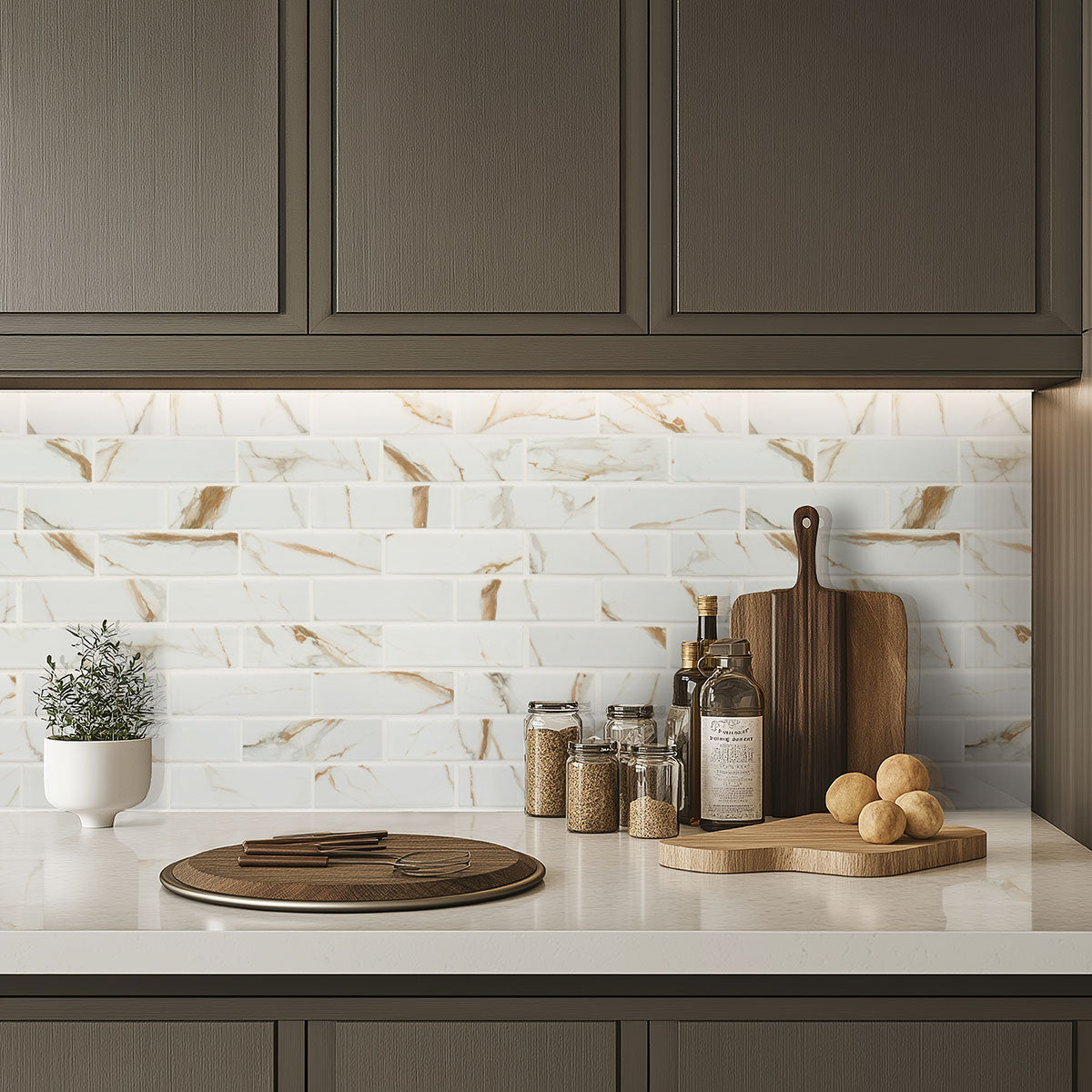 2x6 Callacata Patterned Marble-Look Matte Smooth Porcelain Tile