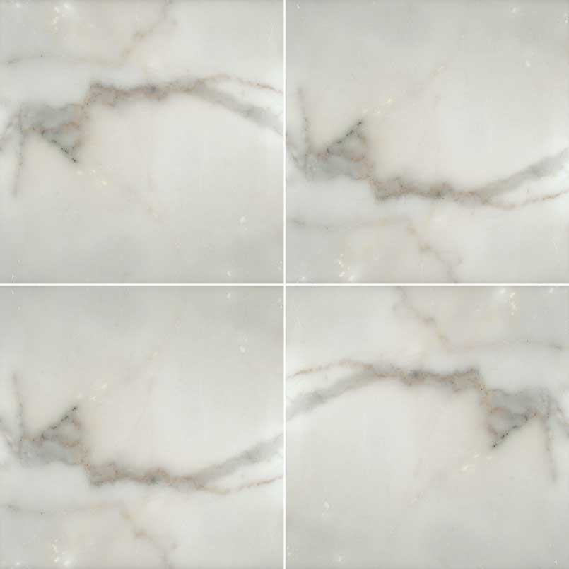 12x12 Calacatta Natural-Look Polished Smooth Marble Tile