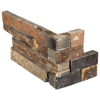 Rustic Brown - 6x18 California Natural-Look Matte Textured Slate Stone Corner