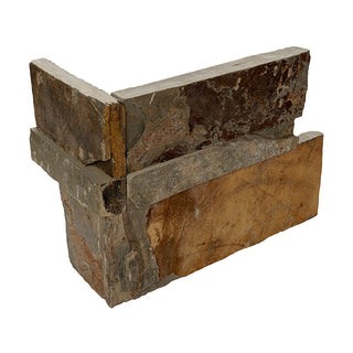 Rustic Brown - 9x18 California Natural-Look Matte Textured Slate Stone Corner