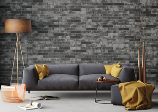 Dark Gray - 2x10 Brickstone Natural-Look Matte Rough Faux Brick Tile