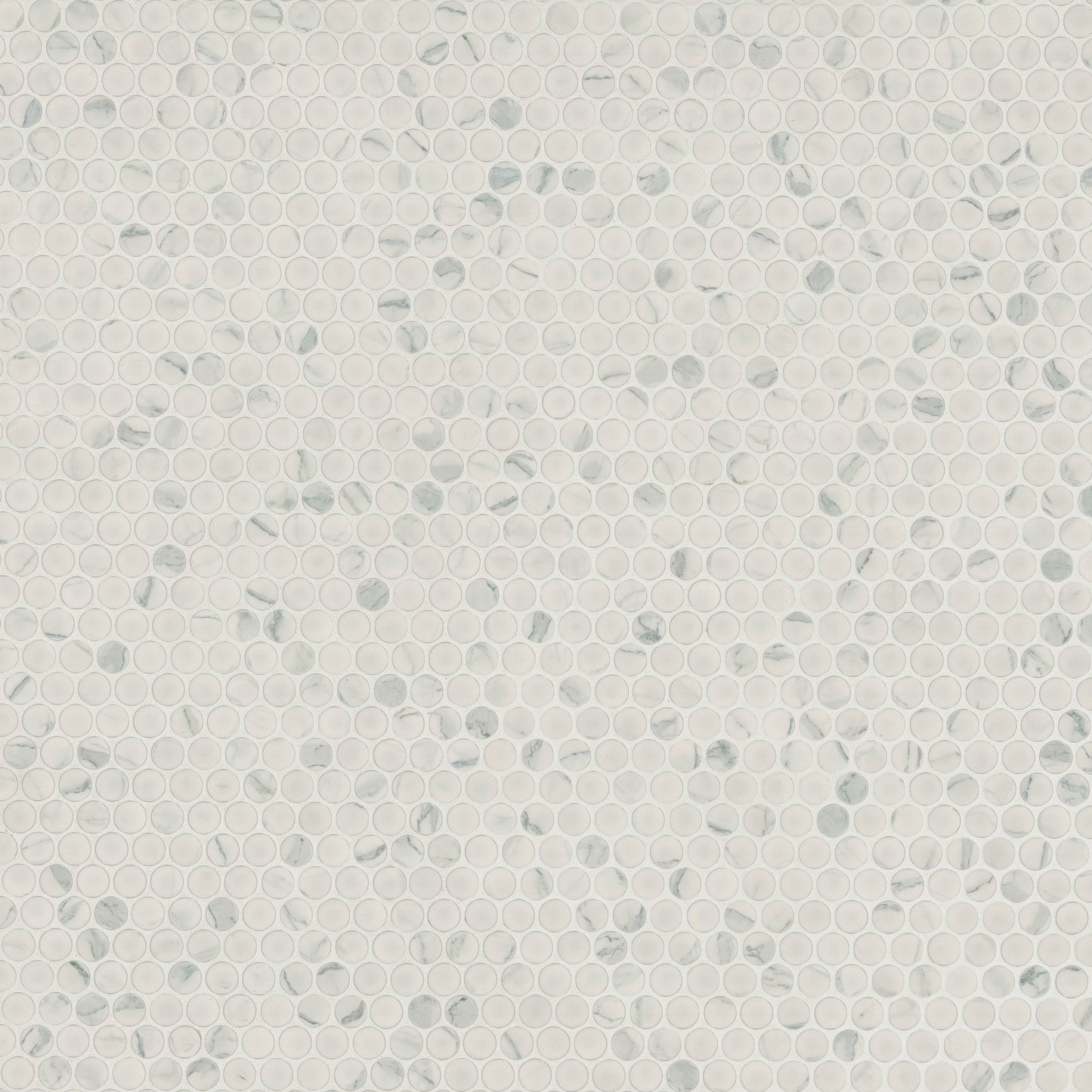 12x12 Carrara Penny Round Mosaic Marble-Look Matte Smooth Porcelain Tile