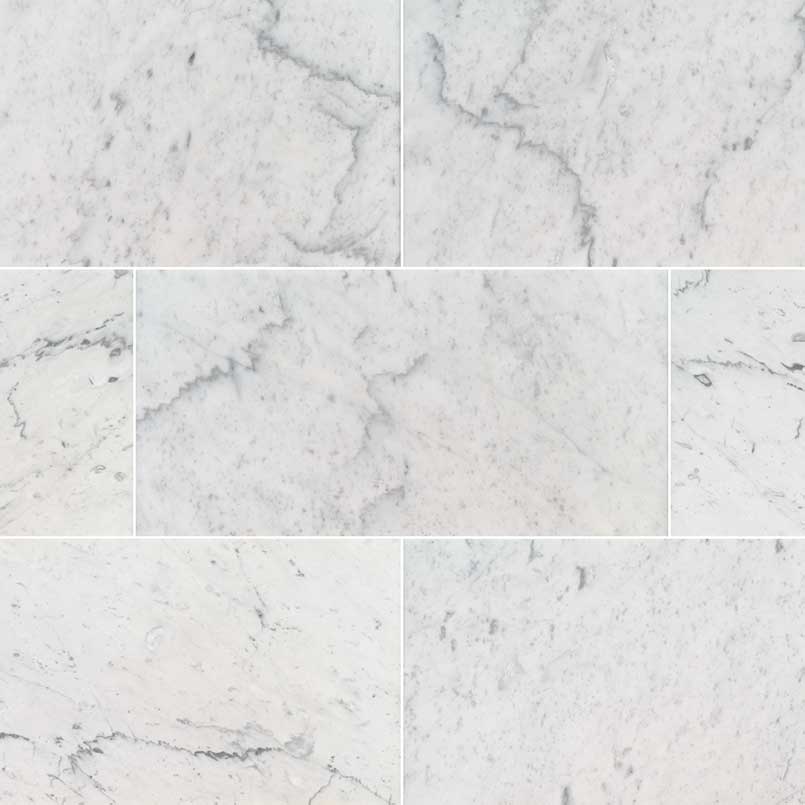 12x24 Carrara Natural-Look Polished Smooth Marble Tile