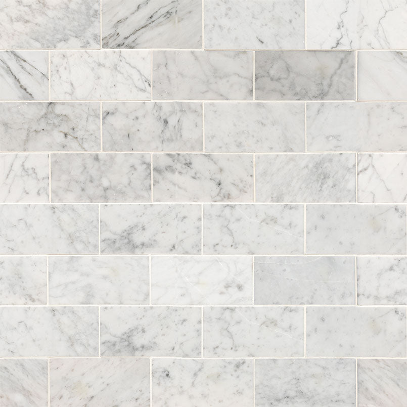 3x6 Carrara Natural-Look Honed Smooth Marble Tile