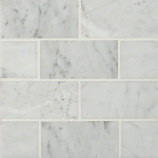 Soft Gray - 3x6 Carrara Natural-Look Polished Smooth Marble Tile