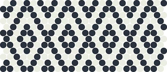 10x22 Keystones Circle Penny Round Diamond Mosaic Mixed-Color Matte Smooth Porcelain Tile