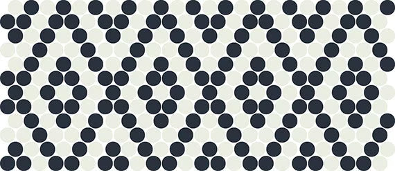 10x22 Keystones Circle Penny Round Diamond Mosaic Mixed-Color Matte Smooth Porcelain Tile