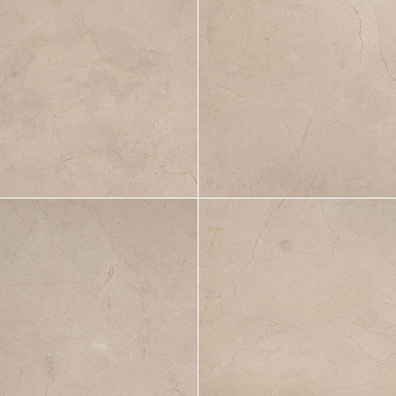 18x18 Crema Medium Veining Natural-Look Polished Smooth Marble Tile