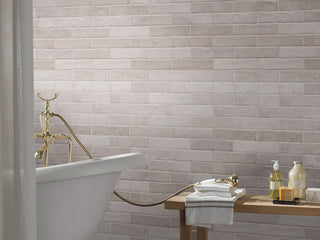 Warm White - 2x10 Brickstone Natural-Look Matte Rough Faux Brick Tile