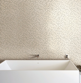 Light Cream - 14x15 Mystone Limestone Oval Mosaic Stone-Look Matte Smooth Porcelain Tile