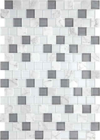 12x18 Perfit Mosaix Grid Mosaic Mixed-Material Polished Smooth Stone Tile