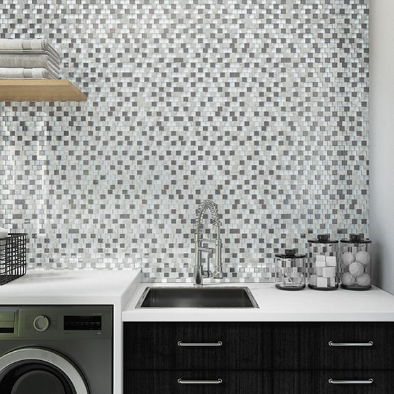 1x1 Perfit Mosaix Grid  Mosaic Marble-Look Polished Smooth Stone Tile Marble Gray