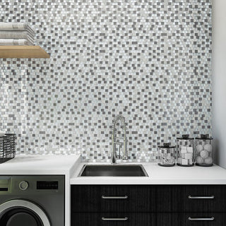 Marble Gray - 12x18 Perfit Mosaix Grid Mosaic Mixed-Material Polished Smooth Stone Tile