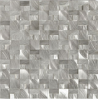 12x12 Structure Basketweave Mosaic Metallic-Look Satin 3D-Geometric Metal Tile