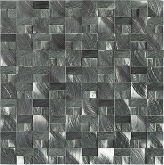 12x12 Structure Basketweave Mosaic Metallic-Look Brushed 3D-Geometric Metal Tile