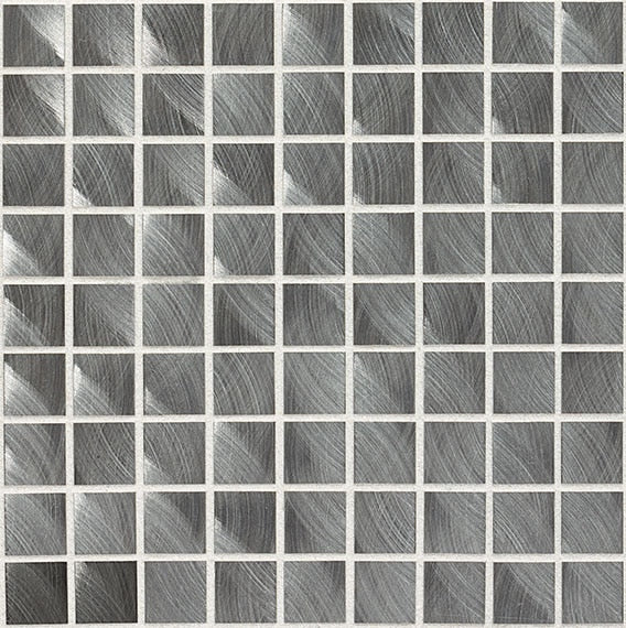 1x1 Structure  Mosaic Metallic-Look Brushed Polished Metal Tile Silver Gray