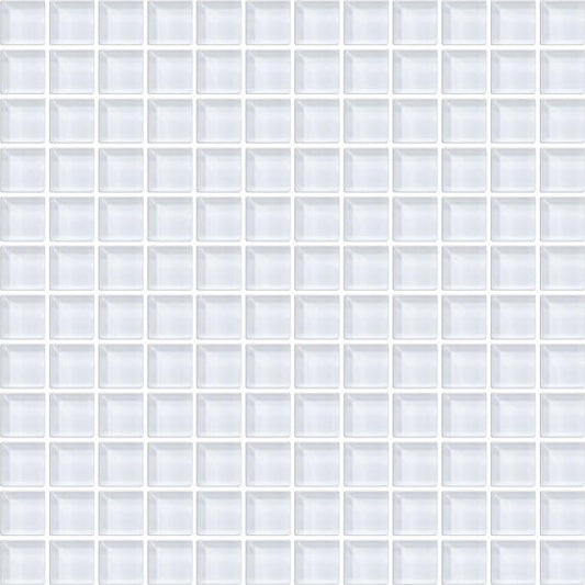 1x1 Color Wave Straight Joint  Mosaic Solid-Color Glossy Smooth Glass Tile Ice White