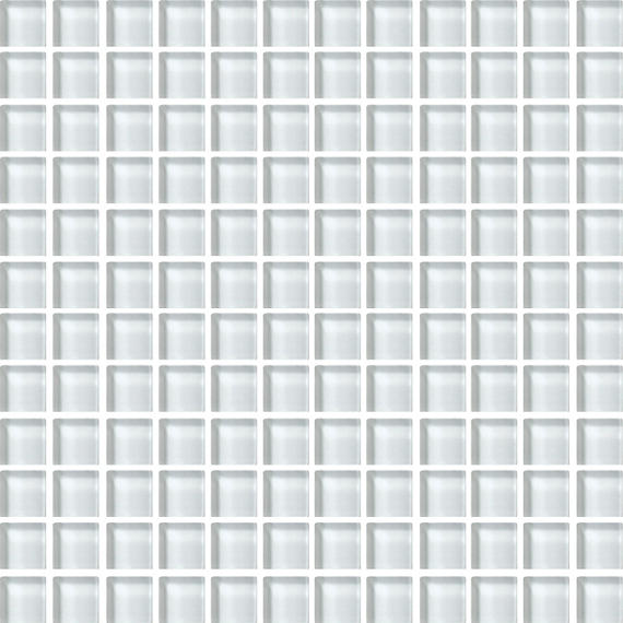 1x1 Color Wave Straight Joint  Mosaic Solid-Color Glossy Smooth Glass Tile White