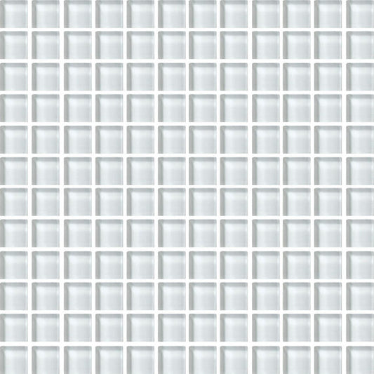 1x1 Color Wave Straight Joint  Mosaic Solid-Color Glossy Smooth Glass Tile White