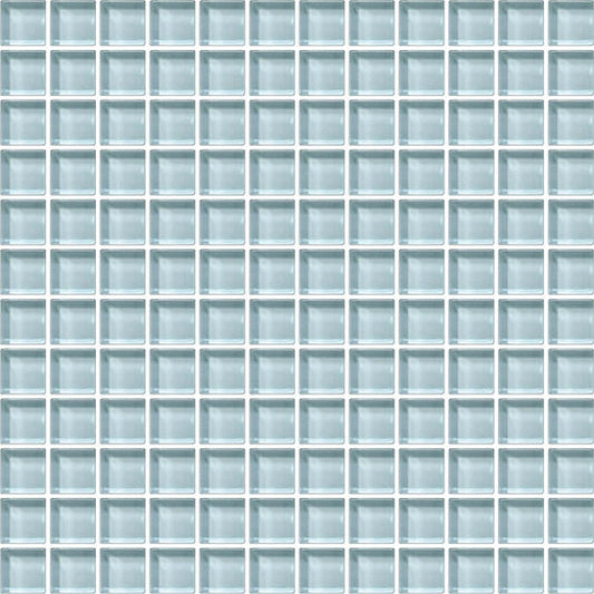 1x1 Color Wave Straight Joint  Mosaic Solid-Color Glossy Smooth Glass Tile Aqua