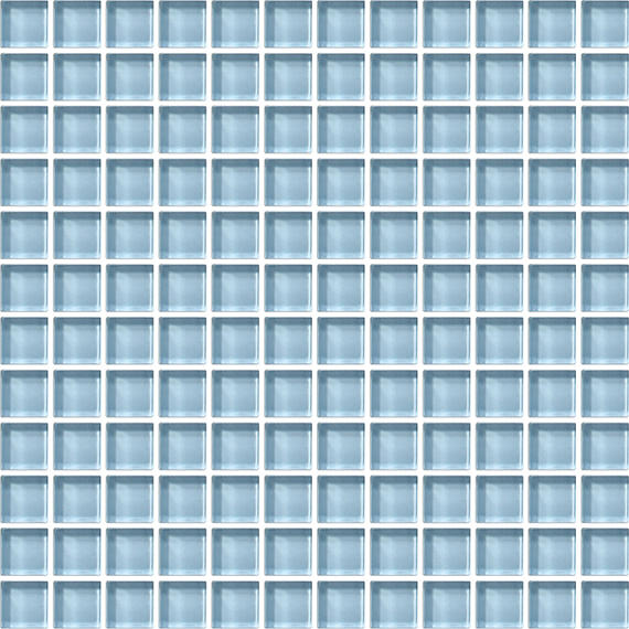 1x1 Color Wave Straight Joint  Mosaic Solid-Color Glossy Smooth Glass Tile Light Blue