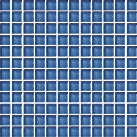 1x1 Color Wave Straight Joint  Mosaic Solid-Color Glossy Smooth Glass Tile Blue