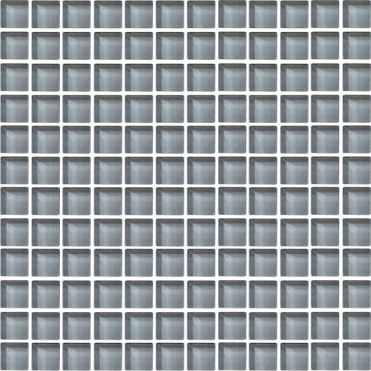 1x1 Color Wave Straight Joint  Mosaic Solid-Color Glossy Smooth Glass Tile Gray