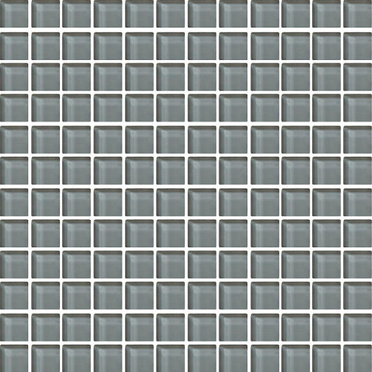 1x1 Color Wave Straight Joint  Mosaic Solid-Color Glossy Smooth Glass Tile Dark Gray